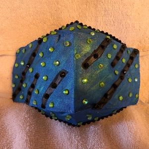 Rhinestone hand painted mask